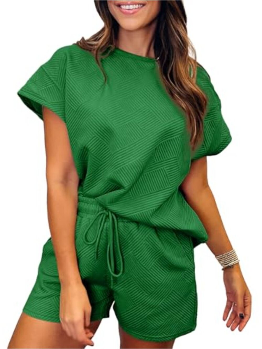 Women's 2 Piece Lounge Set Short Sleeve Shirt & Shorts Pajama Set